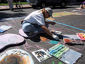 Cheryl underpaints the hat with green