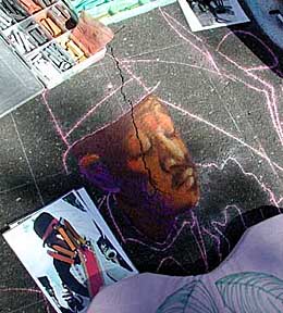 Closeup of the main figure's face