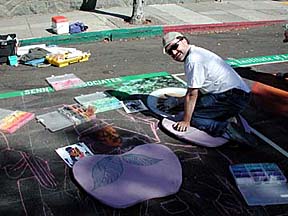 Wayne paints the sousaphone horn