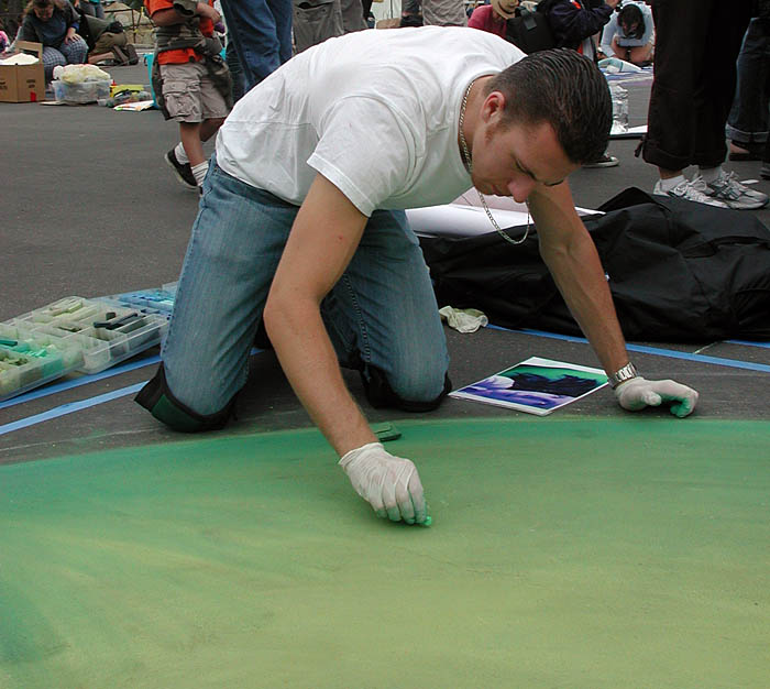 Thomas works on the pillow