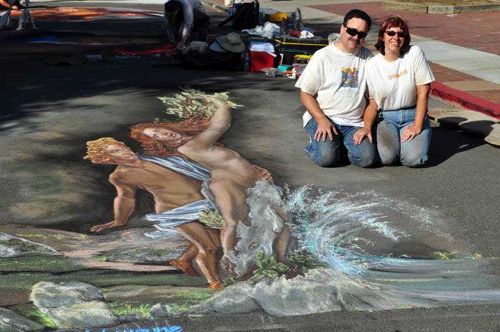 Wayne and Cheryl pose with finished painting