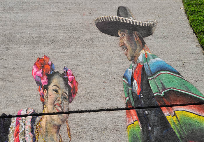 Closeup photo of the two painted faces