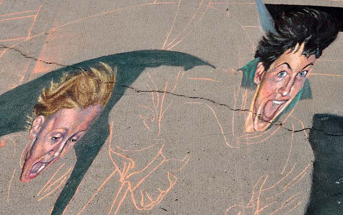 Nolan and Kyle's heads in the painting