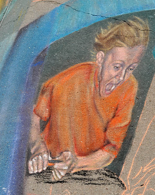 Painting of Nolan looking terrified