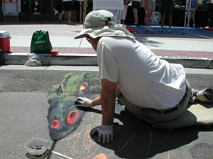 Wayne paints Godzilla's head