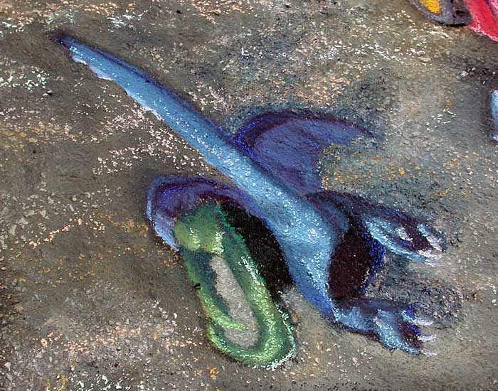 The dragons diving into the sand