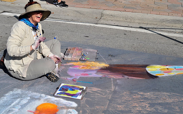 Cheryl laughs while working on Tristan